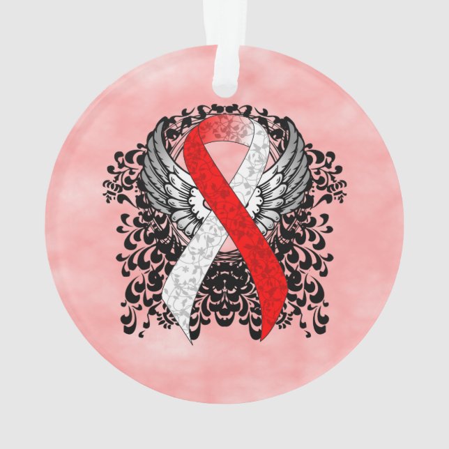 Adorno Cinta roja y blanca con alas (Reverso)