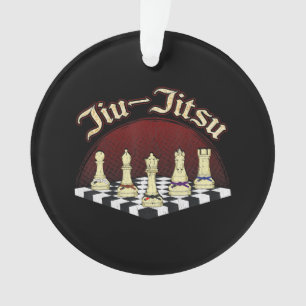 Adorno cinturón negro de ajedrez del jiu jitsu brasileñ