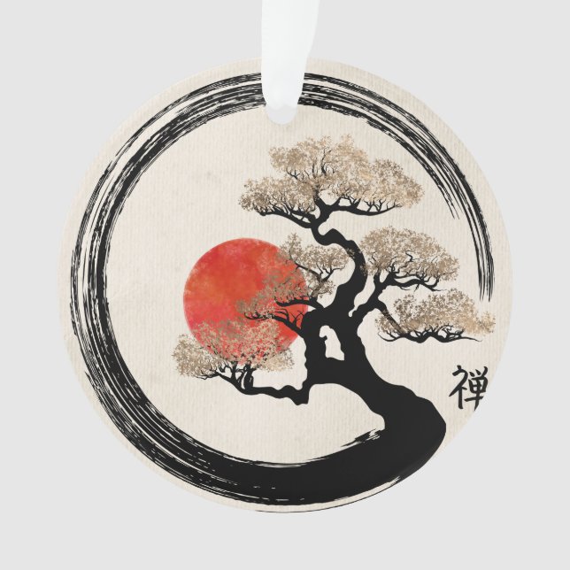 Adorno Círculo de Enso y árbol de los bonsais en lona (Anverso)