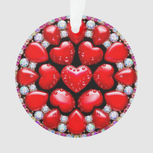 Adorno Círculo de Joyas Corazón Rojo