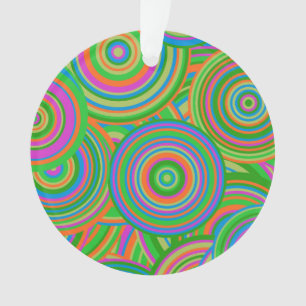 Adorno Círculos abstractos de moda retro, verde y rojo-na