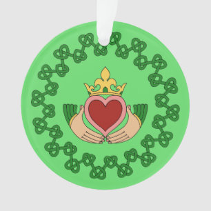 Adorno Claddagh y Green Knotwork