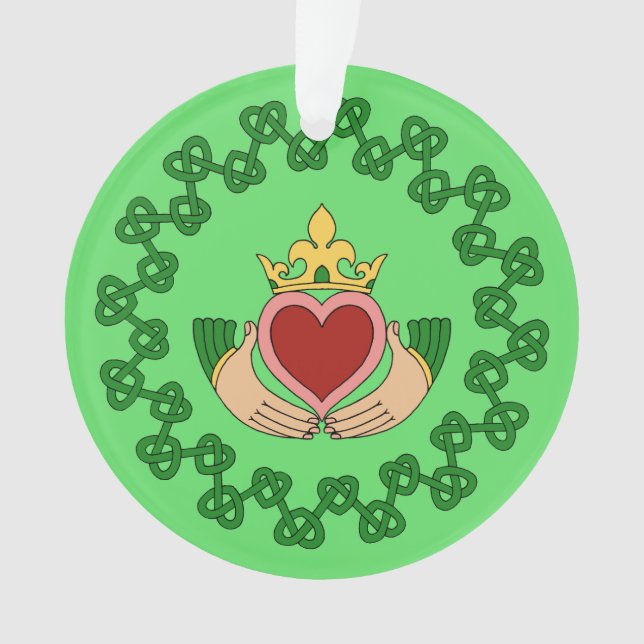 Adorno Claddagh y Green Knotwork (Anverso)