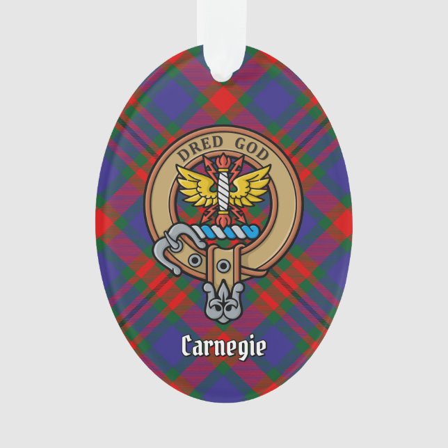 Adorno Clan Carnegie Escudo sobre Tartán (Anverso)