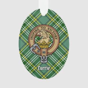 Adorno Clan Currie Lion Escudo sobre Tartán