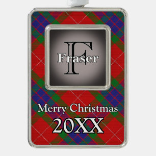 Adorno Clan Fraser Tartán rojo y verde