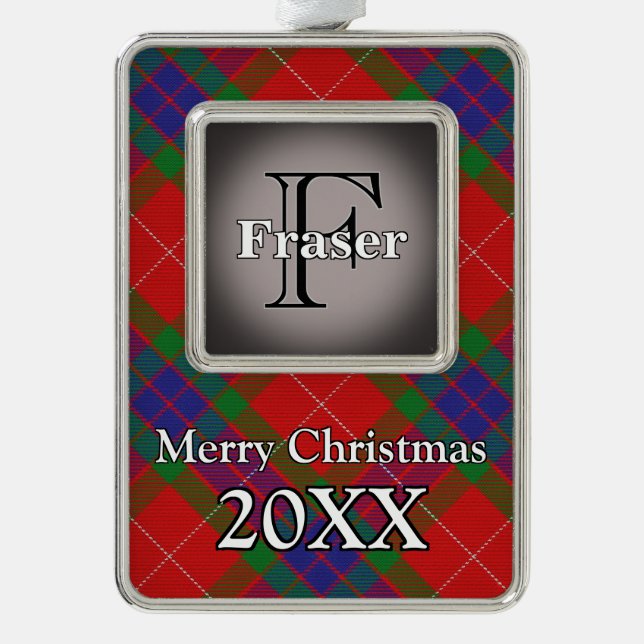 Adorno Clan Fraser Tartán Rojo y Verde Fiestas Alegres (Anverso)