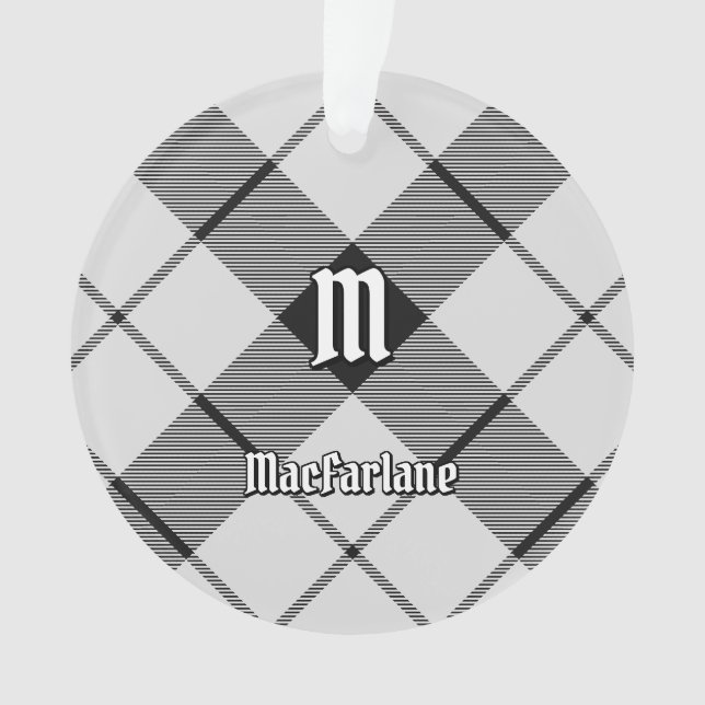 Adorno Clan MacFarlane Tartán blanco y negro (Anverso)