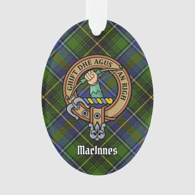 Adorno Clan MacInnes Escudo sobre Tartán (Anverso)
