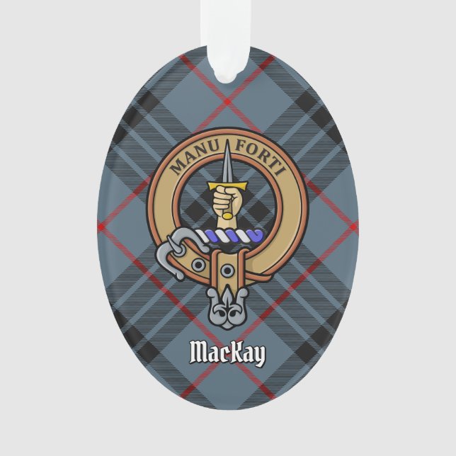 Adorno Clan MacKay Escudo sobre Blue Tartán (Anverso)