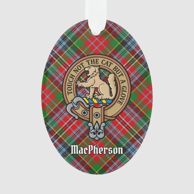 Adorno Clan MacPherson Escudo sobre Tartán Ornament (Anverso)