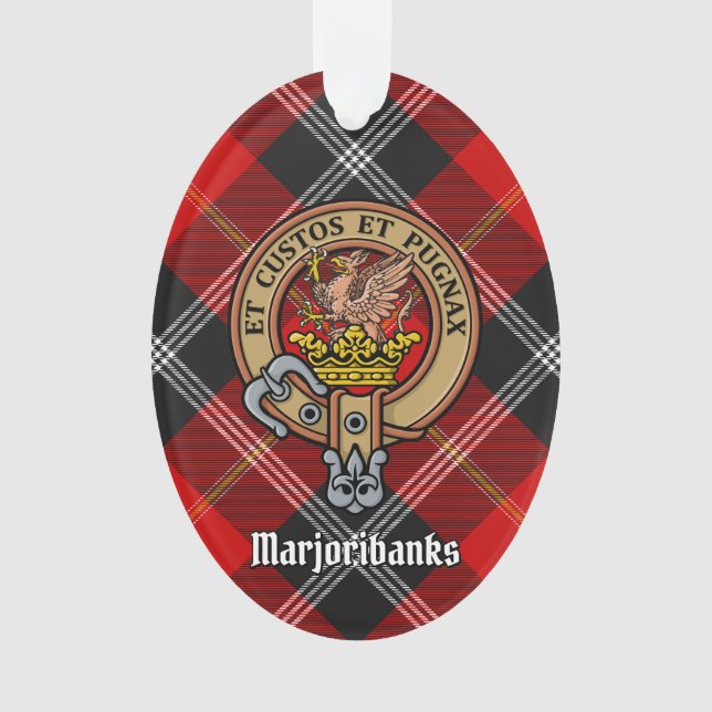 Adorno Clan Marjoribanks Escudo sobre Tartán (Anverso)