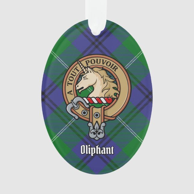 Adorno Clan Oliphant Escudo sobre Tartán Ornament (Anverso)