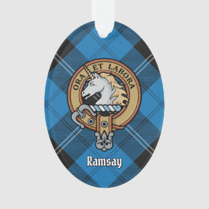 Adorno Clan Ramsay Escudo por la caza azul Tartán