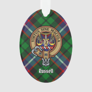 Adorno Clan Russell Cresta sobre Tartán