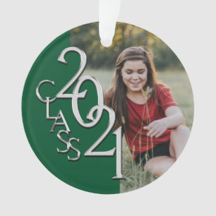 Adorno Clase de 2021 azul y plata con foto