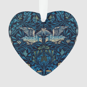 Adorno Clásico de tapiz de aves azules de William Morris