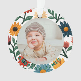 Adorno Classic Floral Baby's First Christmas Ornament