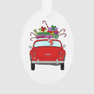 Adorno Coche rojo con regalos de Navidades