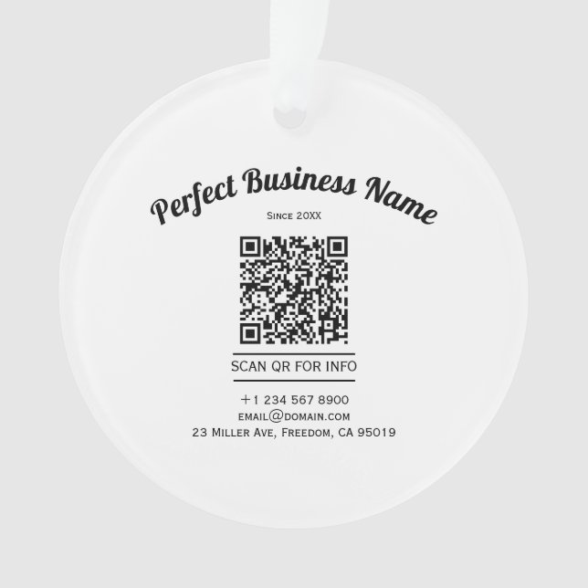 Adorno Código QR Minimalista Negro Y Blanco Simple Claro (Anverso)