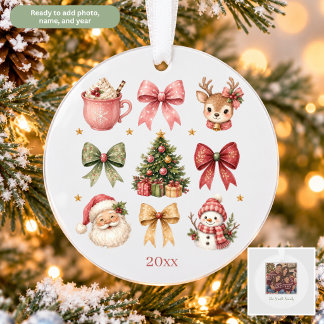 Adorno Collage de Navidad Santa Muñeco de Nieve Lazos Ren