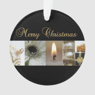 Adorno Collage de navidades en negro, blanco y oro