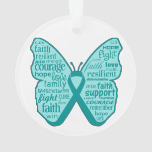 Adorno Collage de Palabras de Mariposa de Cáncer de Ovari