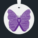 Adorno Collage de palabras mariposa de cáncer pancreático<br><div class="desc">NOTA: La cinta de mariposa tiene derechos de autor.</div>