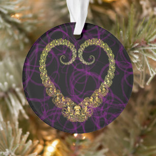 Adorno Collar de corazón fractal dorado chapado en oro