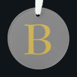 Adorno Color oro gris moderno Monograma nombre inicial<br><div class="desc">Puede Cambiar fácilmente las fuentes,  la imagen de fondo y el color,  los caracteres de letra.</div>