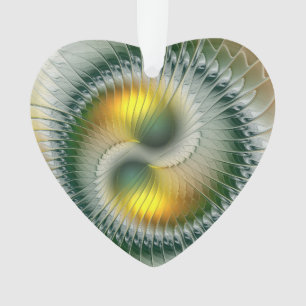 Adorno Colores de Navidad Yin Yang Corazón Fractal Abstra