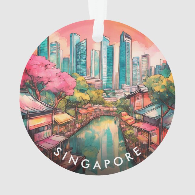 Adorno Colorida vista de la ciudad de Singapur (Reverso)