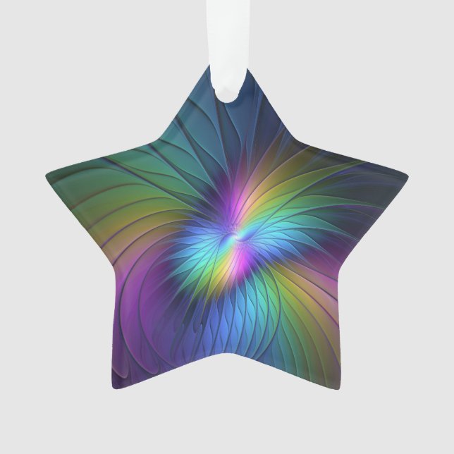 Adorno Colorido Con Azul Moderno Resumen Arte Fractal (Anverso)