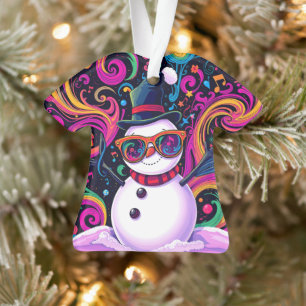 Adorno Coloridos Snowman Psychedelic Swirls y gafas de so