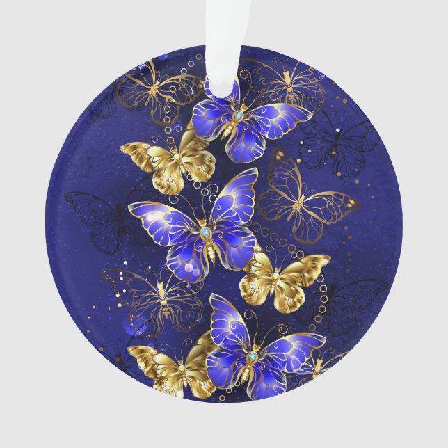 Adorno Composición con mariposas de zafiro (Anverso)