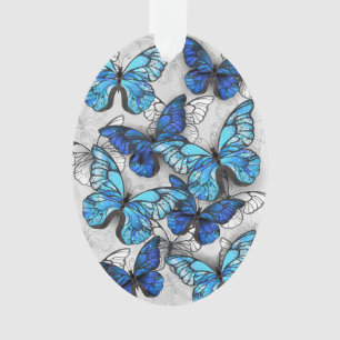 Adorno Composición de las mariposas blancas y azules