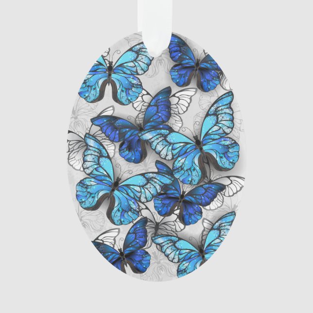 Adorno Composición de las mariposas blancas y azules (Anverso)