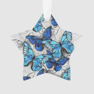 Adorno Composición de las mariposas blancas y azules