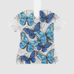 Adorno Composición de mariposas blancas y azules