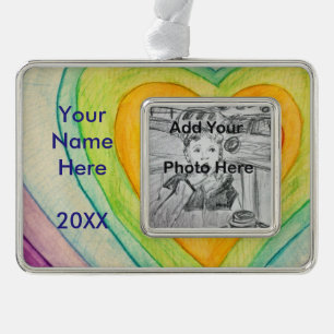 Adorno Con Marco Amistad con el arcoiris Corazones de arte Personal