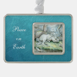 Adorno Con Marco Arte de fantasía de unicornio Ornamento de paz en 
