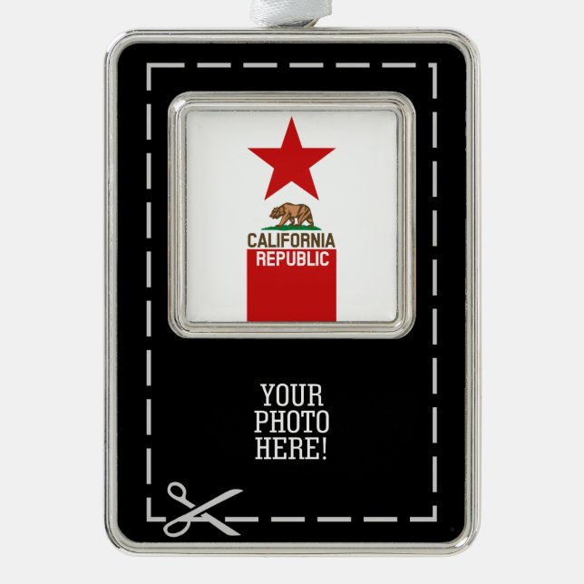 Adorno Con Marco CALIFORNIA REPÚBLICA Bandera Estatal Diseño Estrel (Anverso)