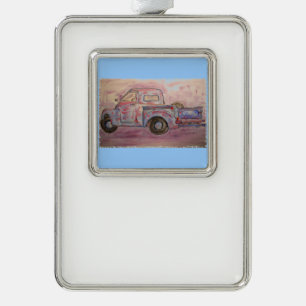 Adorno Con Marco camión anticuado de patina azul