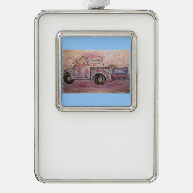 Adorno Con Marco camión anticuado de patina azul (Anverso)