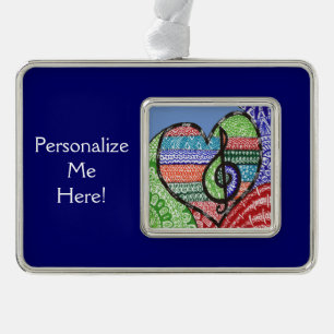 Adorno Con Marco Colorida música arcoiris Heart Doodle Personalizad