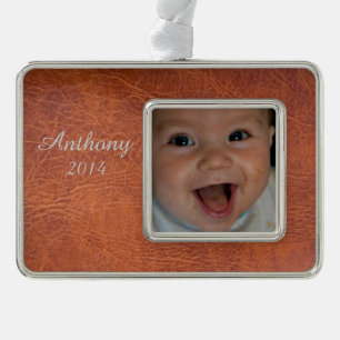 Adorno Con Marco Cuero marrón