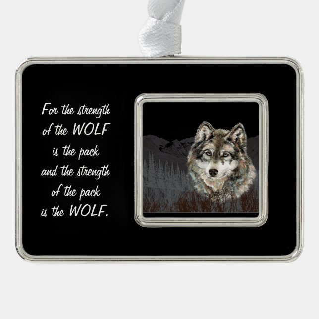 Adorno Con Marco Family Pack Strength Quote Wolf Mountain art (Anverso)