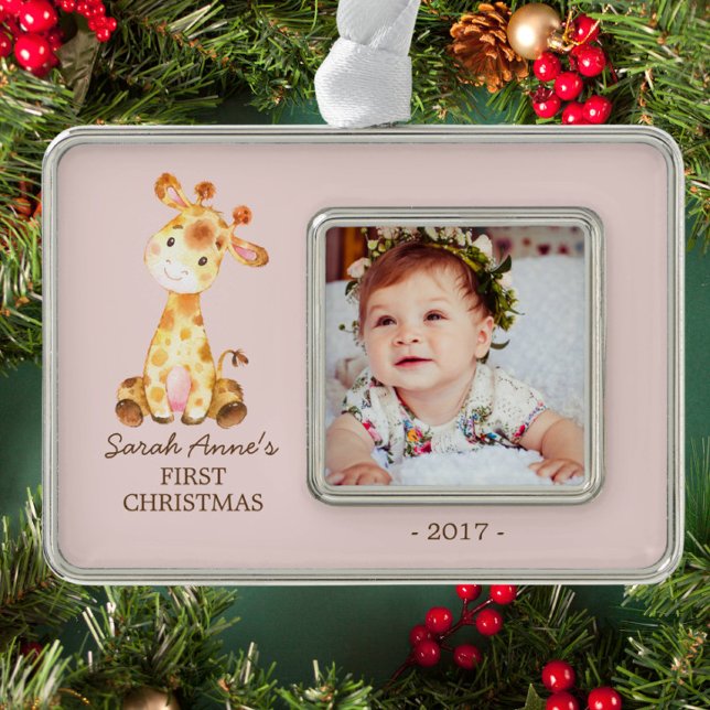 Adorno Con Marco Jungle Giraffe Babys 1er Navidades Ornament (Subido por el creador)