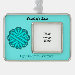 Adorno Con Marco Lt Blue/Verde azulado Flower Ribbon Tmpl (H-O) de 