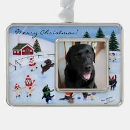 Adorno Con Marco Navidades Labrador Fun Painting